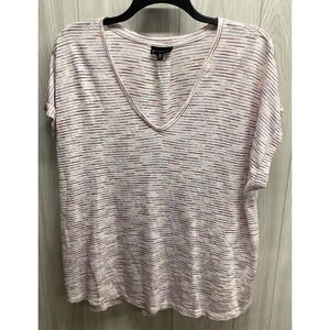 BOBEAU‎ Women's (Size 3X) Short Sleeve V-Neck Shirt Rayon Polyester Striped